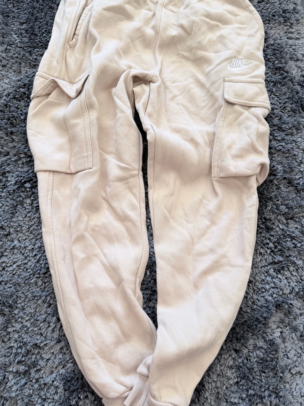 Nike Cream Cargo Sweatpants with Side Pockets